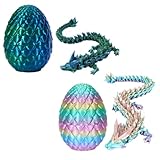 2 Piezas de Huevos de dragón Impresos en 3D, Juguete con Forma de dragón, Adecuado para Amantes de los Dragones y como Adorno para Oficina o hogar, Regalo de Pascua (Verde y Multicolor)
