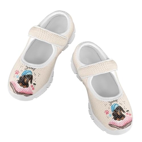 Binienty Kids Girls Mesh Mary Jane Sneakers Athletic Running Tennis Sport Shoes