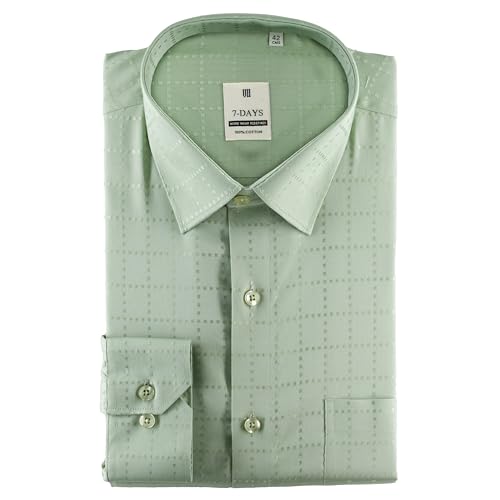 Image of 7-DAYS Men's Premium Formal Shirts - Regular Fit, Full Sleeve, 100% Pure Cotton, Self-Design, with Pocket - Stylish Office Shirts for Men