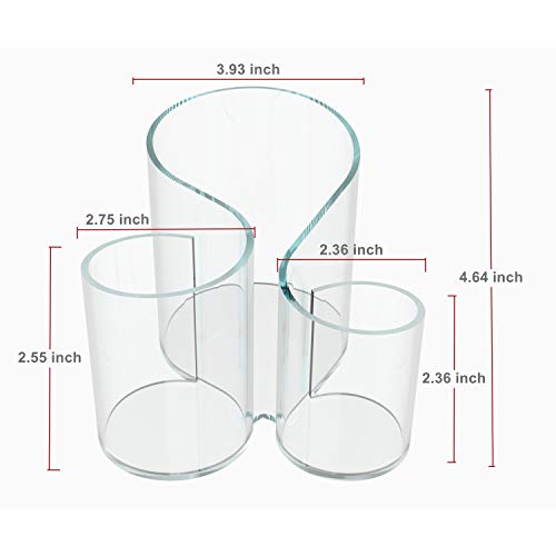 CAXXA Acrylic Makeup Brush Holder, 3 Compartment Desk Organizer Desktop Clear Cosmetics Organizer Lipstick Organizer (Clear)