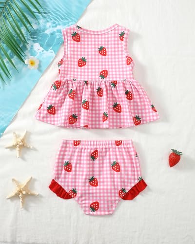 Image of Toddler Girl Swimsuit Baby Girl Bathing Suit Long Sleeve Floral Zipper One-Piece Rash Guard Swimsuit with Hat