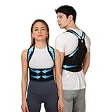 CORESTANCE Back Brace Posture Corrector for Men & Women - Adjustable, Breathable, Improves Posture, Reduces Neck & Back Pain - Lightweight Unisex Design for Office and Home Use (Black, Small)