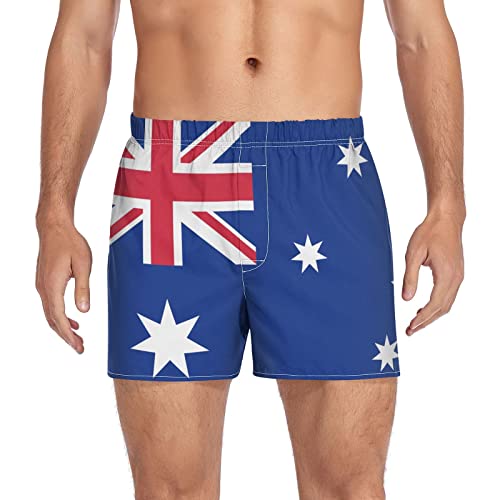 Dallonan Herren Boxershorts Herren Unterwäsche Slip Casual Boxer Atmungsaktiv Sport Weich Australien Flagge Klein Mehrfarbig, mehrfarbig, S