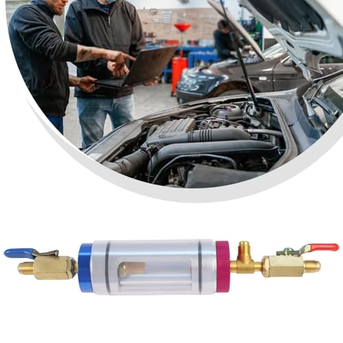 KoiLykke R134a AC Recharge Tool with Pressure Gauge Sight Glass for Car Air Conditioning System Aluminum Brass Hose Connector for Vehicle AC Repair for Maintenance