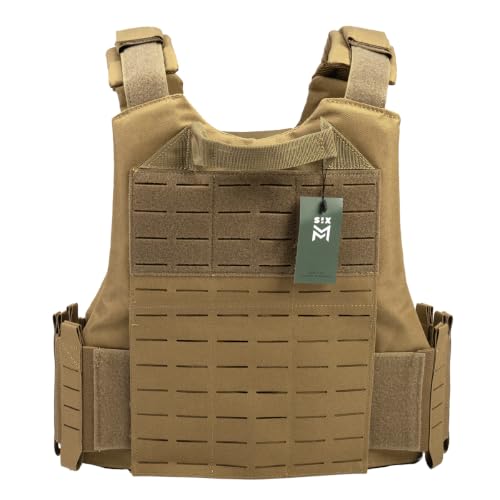 Chaleco tactico militar ajustable SIXMM CUV VEST ligero color tan porta placas modular airsoft 3