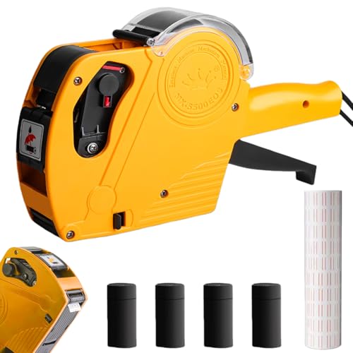 Juego de etiquetadores de precios, pistola de etiquetas de precio con 10000 etiquetas adhesivas y 4 tintas extra, fabricante de etiquetas de 8 dígitos, resistente y duradero, para minoristas, tiendas