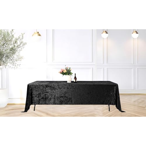 Elegant Event Essentials-Rectangle Crushed Velvet Tablecloths-Thicken Wrinkle-Resistant Table Cloth, Washable Heavy Weight Table Cover 90 Inch x 132 Inch Black - Image 3