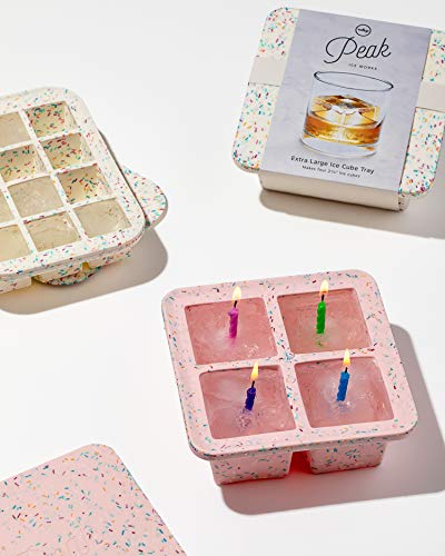 W&P Peak Silicone Extra Large Cube Ice Tray W/ Protective Lid | Charcoal | Easy To Remove Ice Cubes | Food Grade Premium Silicone | Dishwasher Safe, Bpa Free #TOP7