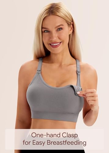 Image of Angelhood Nursing Bras for Breastfeeding, Criss-Cross Back Nursing Sports Bra, Low Impac Support Yoga Maternity Bras