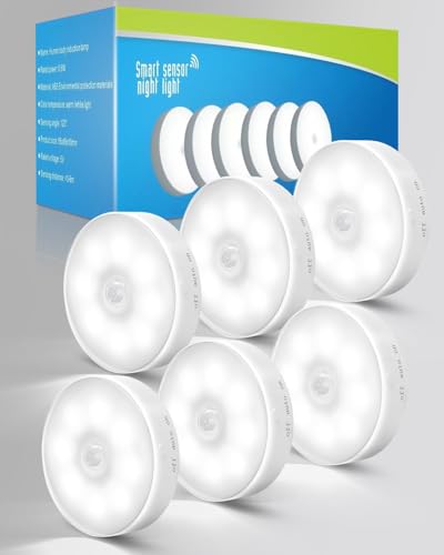 Catálogo para Comprar On-line Iluminación para talleres - solo los mejores. 44 6 PCS Luces con Sensor de Movimiento,Luz Nocturna Recargable por USB,8 LED Superbrillantes luces para closet para Escaleras, Sala, Closet, Vestíbulo, Baño, Cocina-Luz Blanca
