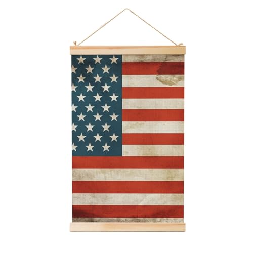 Peinture d'art vintage amusante drapeau américain sur toile suspendue déco murale salon