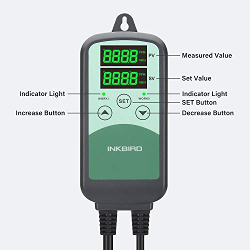 Image of INKBIRD Digital CO2 Controller ICC-500T with S01 Sensor Programmable CO2 Temperature Controller and Monitor for Ventilation System Building Control and HVAC Equipment Sensitive NDIR Sensor (B01)