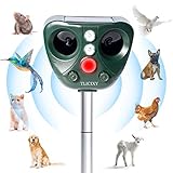 【5 Frequenz einstellbare Frequenz】Das Tierabwehr Marderschreck Gerät ist auf 5 verschiedene Ultraschallintensität & Frequenzen einstellbar. Nachts sorgen aufblitzende LED´s für zusätzliche Abschreckung.Die je nach Einstellung der Frequenz, die Vertreibung verschiedener Tiere ermöglichen.Auch bei absoluter Dunkelheit der Infarot-Bewegungsmelder erfasst Wärmebewegungen in einem Radius von bis zu 9 m in einem Winkel von 110° und aktiviert das Gerät