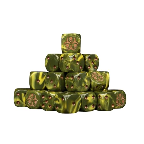Diseased Dice, 16mm Round, 25 Count, Resin D6, Sci Fi Wargaming Dice, Tabletop Grimdark