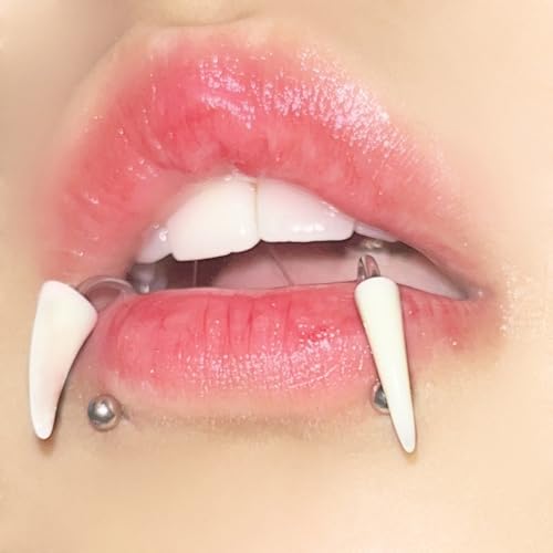 2Pcs 16G Vampire Fangs Lip Rings for Women Men Stainless Steel Snake Bite Jewelry Halloween Body Piercings Jewelry 8-12mm3