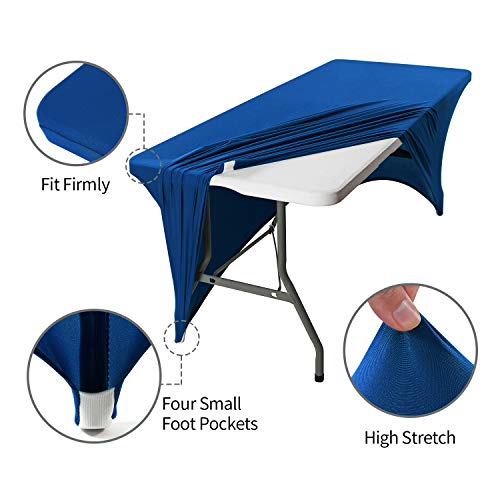 Image of Peomeise 2PCS 6FT Spandex Table Cover Rectangular Stretch Spandex Tablecloth (Classic Blue,6FT)
