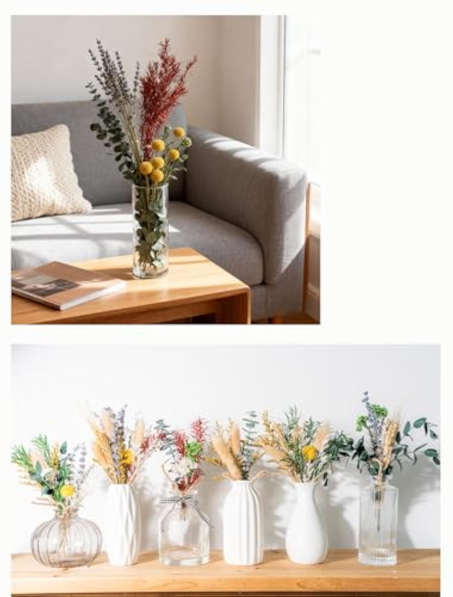 12 Pack Dried Flowers - Lavender, Eucalyptus, Wheat