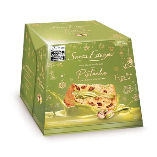 Panettone com Gotas de Choco e rech. de Brigadeiro de Pistache