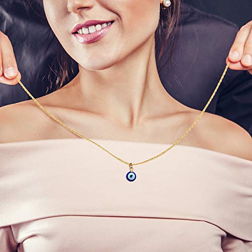 Ppjew Evil Eye Pendant Necklace Chain Blue Eyes Luck Amulet Delicate Ojo Turco Kabbalah Necklace Christmas Gift For Women Girls Daughter Mother (Gold) #TOP7