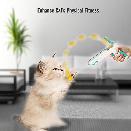 brinquedo de estimação,Funien Cat Fetch Toy interativo com bola de penas Rocking Rod Chaser Brincand