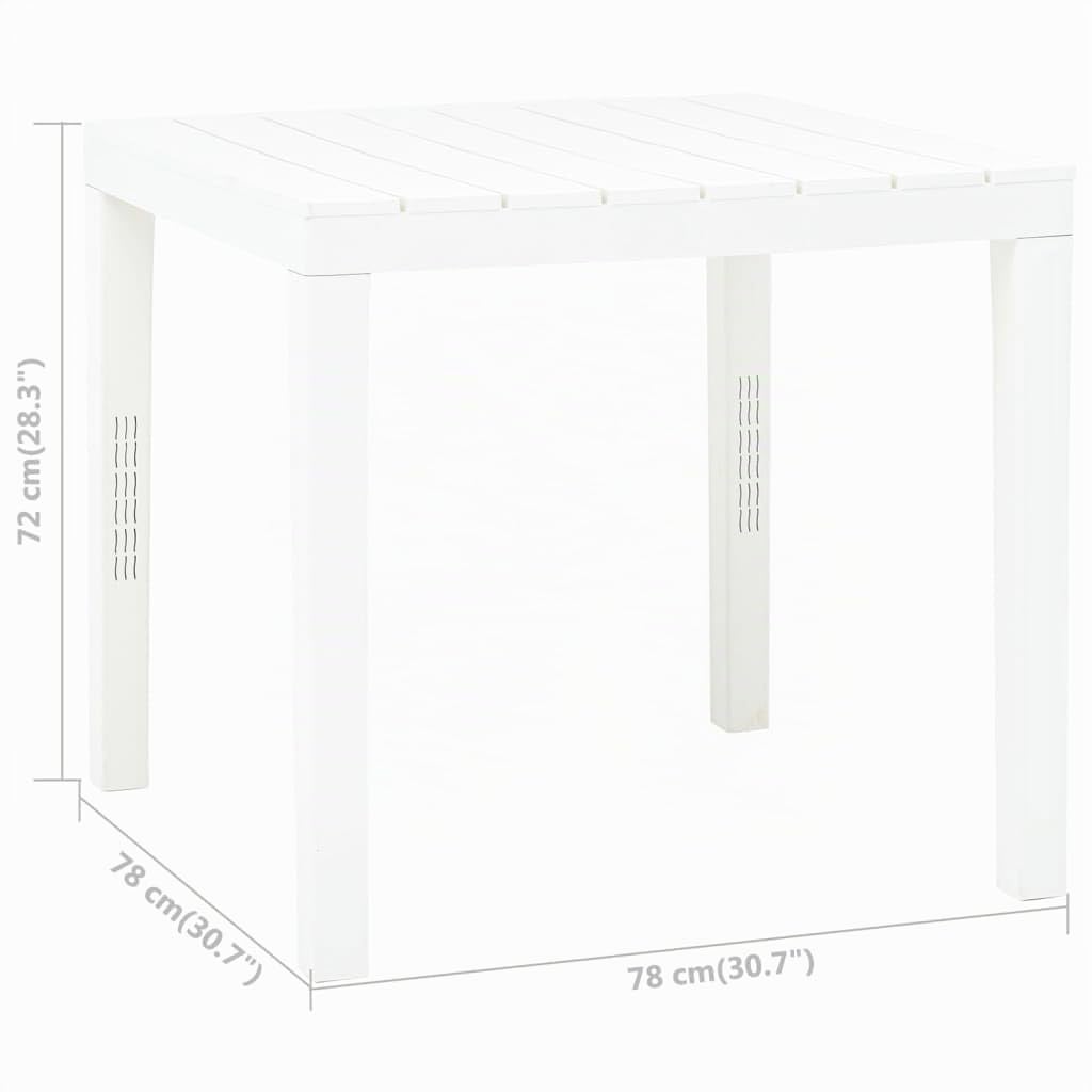 vidaXL Tavolo da Giardino Tavola da Esterni Tavolino per Patio Accessori da Giardino Mobili da Esterni Arredo Bianco 78x78x72 cm in Plastica