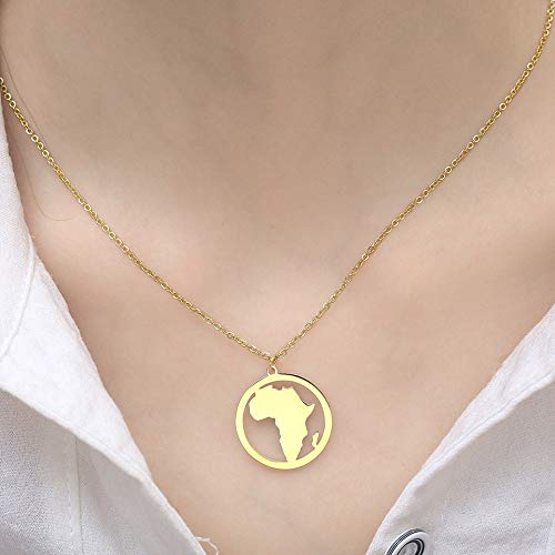 NOUMANDA Fashion Africa Map Necklace Cut Copper Hollow Round Pendant Jewelry4