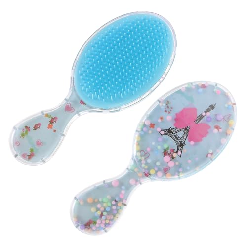 Ipetboom 2 Piezas Peine ovalado de dibujos animados cepillos para el cabello cepillo para el pelo escobilla hair cepillo para cabello rizado cepillo desenredante peinar los Blue
