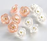 GANSSIA Flower Buttons for Sewing 15/32 inch (11.5mm) Translucent Blouse Button Craft Scrapbooking Pink White Mix Pack of 30pcs