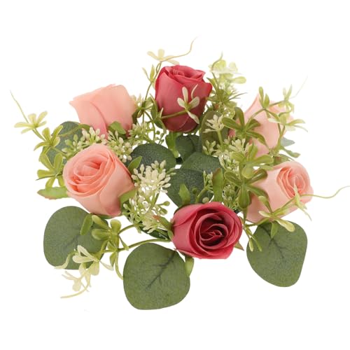 TOYANDONA Anello di Candela Artificiale Corona di Fiori Simulati Centrotavola Decorativo per Matrimonio e Festa Ghirlanda Nuziale Delicata Dettagli Realistici per Decorazioni Casa e