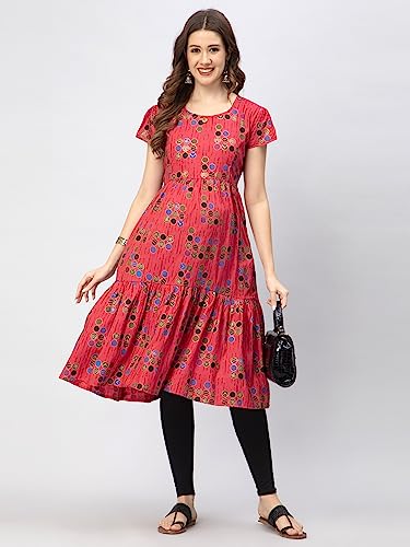 Image of CEE 18 Cotton Rayon A-Line Flaired Maternity Feeding Kurti for Women with Zippers | Pregnancy Dress for Women | Breastfeeding Dress for Women | Nursing Dress for Women Pre and Post Pregnancy