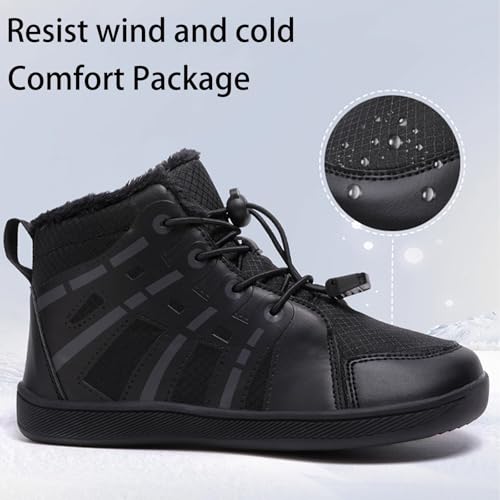 Kids Hiking Winter Snow Boots, Non-Slip Wide Toe Box Walking Sneakers, Minimalist Warm Waterproof Barefoot Shoes4