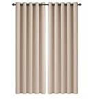 Imperial Rooms Eyelet Blackout Curtains for Living Room 90x90 Inch Cream Curtains for Bedroom Energy Saving Thermal Curtain 2 Panels with Tiebacks
