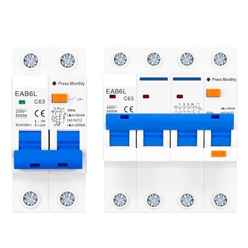 Protector contra fugas RCBO, disyuntor de corriente residual, interruptor RCCB, tipo C, 2P, 4P, CA 230 V(4P,16A)