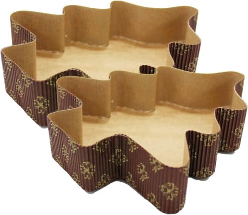 MA MAISON 10 Stampi per Dolci a Forma di Albero 750 gr - Stella 500 gr Quantità Max Impasto, Stampo a Forma Natalizia, Carta da Forno, Colore beige (10 Pz - Albero - 750 gr)