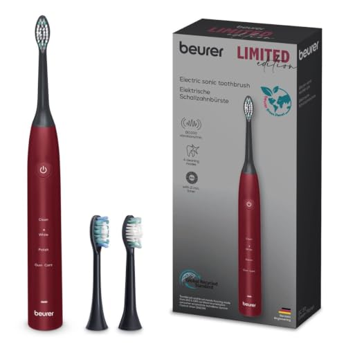 Beurer SC30BF2025 Elektrische Schallzahnbürste, 4 Reinigungsprogramme, 80.000 Schwingungen/min, USB-C-Akku, Limited Edition Cherry