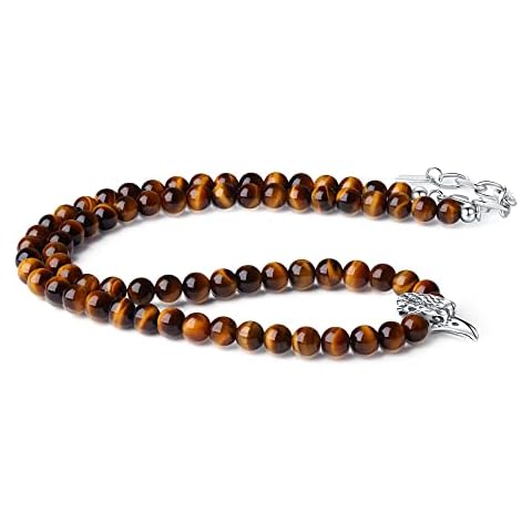 GAVU Men's Tiger Eye Necklace with Raven Charm Cover