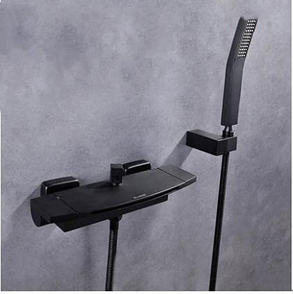 Robinet de douche mural noir brossé et rouge de style luxe pour baignoire