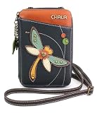CHALA Wallet Crossbody Cell Phone Purse - Women Faux Leather Multicolor Handbag with Adjustable Strap - Dragonfly - navy