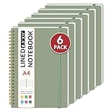 Taja Spiral Lined Notebook, 8.5'x11' Notebooks for Work, 6 Pack, Large A4...