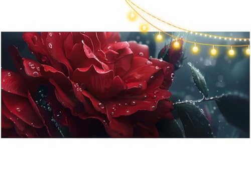 Broderie diamant kit complet 5D grand format 140x70 cm avec motif fleur de rose m778