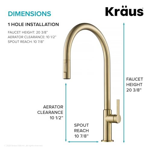 Image of KRAUS Oletto High-Arc Single Handle Pull-Down Kitchen Faucet in Spot Free Antique Champagne Bronze, KPF-2821SFACB