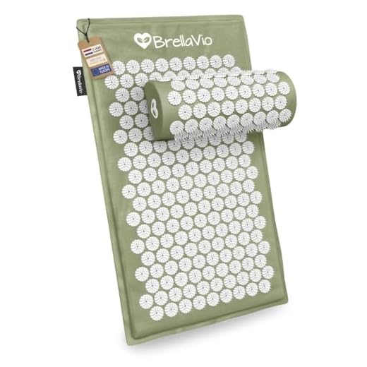 BrellaVio Spijkermat Set met Spijkerkussen - 74x44 cm - Acupressuur Mat - Spijkerbed - Acupunctuur Kussen (Groen)