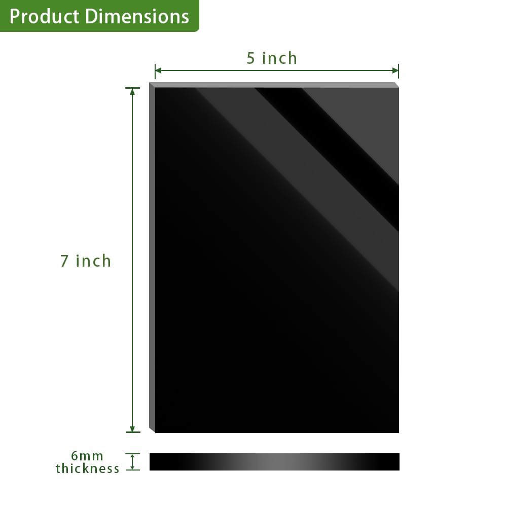 Image of 5 x 7 Black Acrylic Sheet 1 /4 inch Thick 6mm Black Plexiglass Sheet, DIY Materials for Home Decor, Handcraft, Painting, Photography,Switch Panel, Display Stand (4, 5 x 7 x 1 /4)