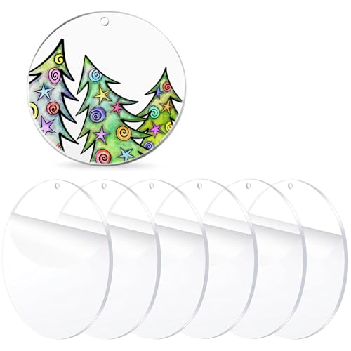 Placa acrílica redonda de cristal acrílico, 6 unidades de 15 cm de diámetro, placas acrílicas transparentes, para tapices decorativos, pantallas de productos, placas de boda y carteles de fiesta