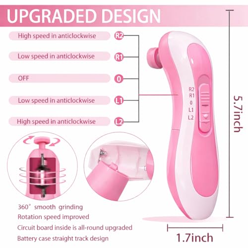Image of Brand Conquer Electric Baby Nail Trimmer for Newborns with LED Light - Safe Baby Nail Cutter 0-6 Months | Quiet Baby Nail File Kit with Multiple Grinding Heads | Infant Nail Care Grooming Set (Pink)