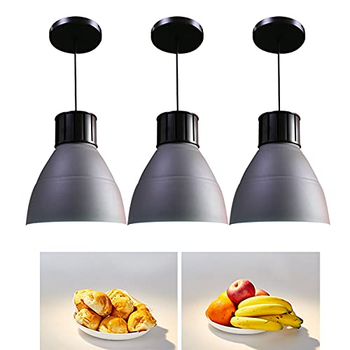 Aprilhp Supermarket Fresh Lamp, Led Fresh-keeping Pendant Ceiling Lights for Seafood Vegetable Fruit Bread Meat, Ideal for Supermarket Seafood Market Fruit Shop and Bakery, Grey-3 Pieces