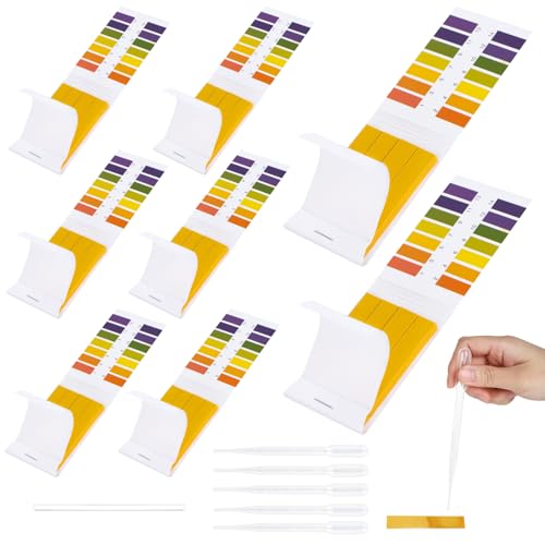 jwogngls - 8 Pack 640 Pieces PH Test Strips, PH 1-14 Litmus Paper, Universal Testing Strips, Indicator Paper with 5 Dropper and 1 Glass Rod for Water Saliva Cosmetics Fruit Soil - -14%