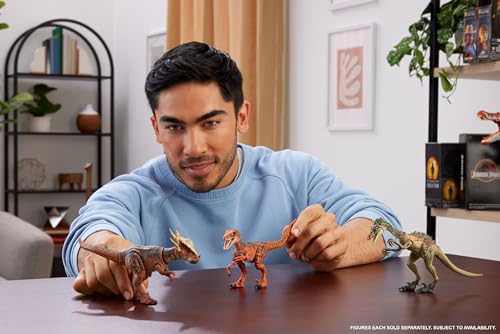 Image of Mattel Jurassic World Hammond Collection Dinosaur Action Figure Toy Troodon Species, Premium Movie Design Glass Eyes & 14 Points Articulation