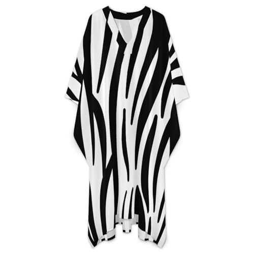 Zebra Print Pattern Men's V-neck Robe Middle East Arabian Robe Butterfly Sleeves Kaftan3