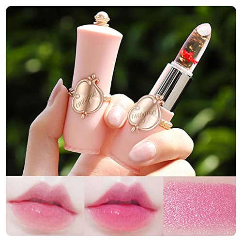 Paminify 2Pcs Jelly Clear Crystal Flower Magic Lipstick,Color Changing Lipstick With Flower Inside,Ph Temperature Color Change Tinted Lip Balm Nourishing Moisturizing Lip Stick Labial Magicos,03+06 #TOP5